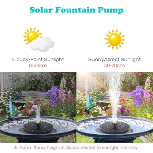 Mademax 1W Solar Bird Bath Fountain Pump, Solar Fountain, Free Standing Floating Solar Powered Water Fountain Pump for Bird Bath, Garden, Pond, Pool, Outdoor — view 3