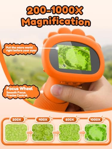 Acoath Microscope for Kids, 1000X Handheld Digital Miniscope with 2.0" Screen, Portable Pocket Microscope Education Toys Birthday Gifts for Age 3 4 5 6 7 8 9 10 Girls Boys — view 3