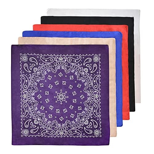 6-Pack Large Cotton Bandana - Paisley, 22x22 In, Assorted Dark Colors - Cowboy Head Bandanna Scarf Handkerchief Mouchoir- Gifts for Men Women and All — view 5
