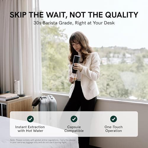 OutIn Nano Portable Electric Espresso Machine, Travel Coffee Maker for Camping, Car Coffee Maker Self-Heating with USB-C, With Ground Coffee & NS Capsule for RV, Hiking, Office — view 3