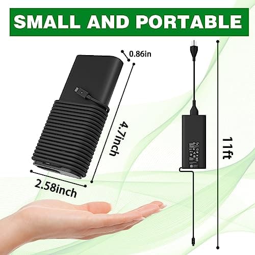 130W USB C Laptop Charger Compatible with Dell Computer XPS 15 17 9575 9500 9510 9520 9530 9700 9710 9720 9730,Precision 5470 5480 5550 5560 5530 5570 5750 5760 5770 3550 3560 3570 3571 2in1,Latitude — view 2