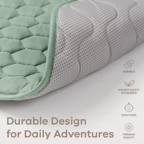 Comfy Cubs Kids Play Mat, Round 91.5 cm - 0+ Months, Small Soft Baby Mat with Non-Slip Bottom - Safe, Plush Quilted Surface for Kids Playtime, Tummy Time, and Comfort Fern — view 5