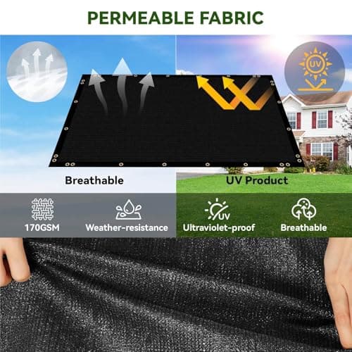 Avolend 4'x50' Privacy Fence Screen, Heavy Duty Windscreen Fencing Mesh Fabric Shade Cover for Outdoor Wall Garden Yard Pool Deck, Black — view 3
