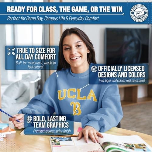 UCLA Sweatshirt Fleece Crewneck for Men and Women - Light Blue, Large — view 4