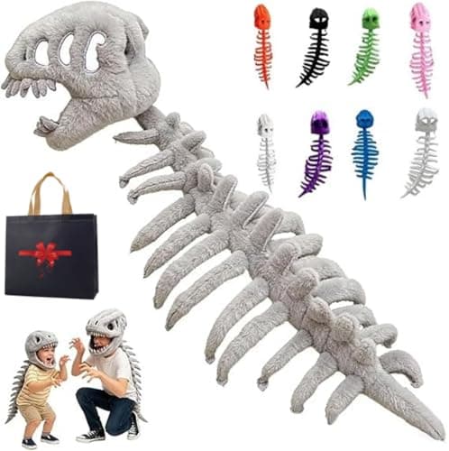 Dinosaur Skeleton Costume,3d Skull Headpiece Spine,Softness Skeleton Costume For Dress-Up,Parties,Easter Gift