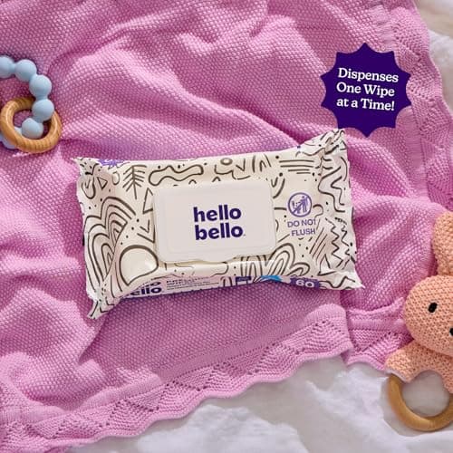 Hello Bello Premium Wipes, Designed for Sensitive Skin with Chamomile & Aloe Extracts, Playful Sketches (12 Resealable Packets = 720 Total Wipes) — view 4