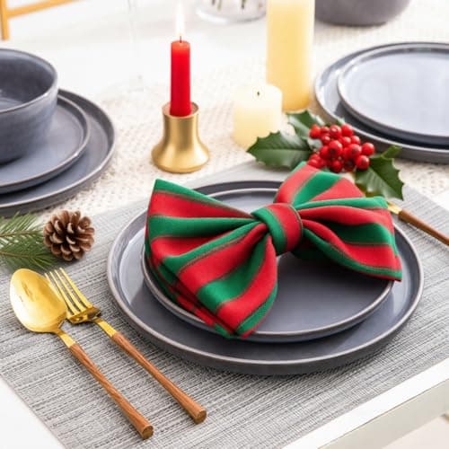 AmorArc Stoneware Dinnerware Sets,Round Reactive Glaze Ceramic Plates and Bowls Sets,Highly Scratch Resistant | Microwave & Dishwasher Safe,Service for 8 Dishes Set (24pc) — view 5