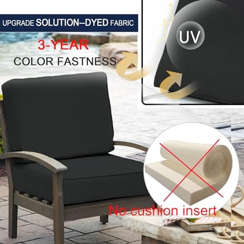 NettyPro Outdoor Cushion Slipcovers Waterproof 4 Pack Patio Chair Seat Cushion Covers with Zipper and Tie, 24 x 22 x 4 Inch, Replacement Cover Only, Black — view 2