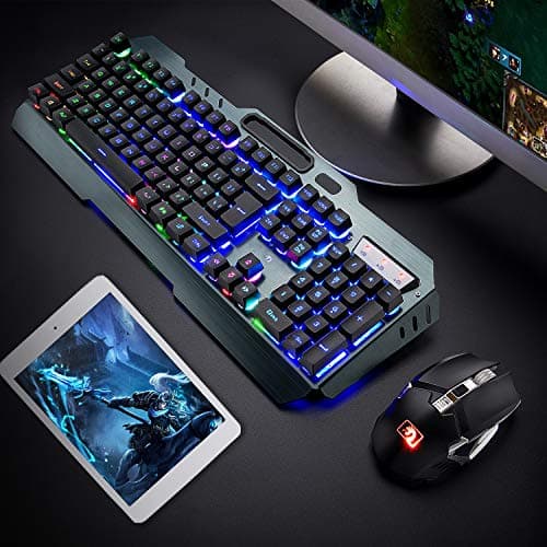 Wireless Gaming Keyboard and Mouse Combo,61 Key Rainbow Backlit Keyboard with Rechargeable 3800mAh,Mechanical Feel,Ergonomic,Quiet,Waterproof,RGB Mute Mice for PS4,Xbox One,Desktop,PC — view 5