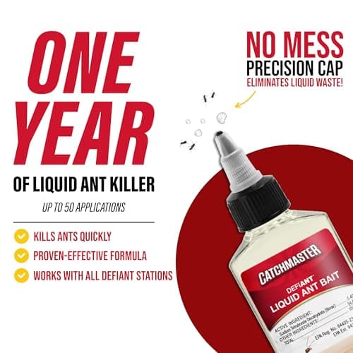 Catchmaster Defiant Premium Liquid Ant Killer, 1-Year Supply, Kills the Queen and Colony, No Mess Precision Bottle, Reusable Ant Traps Indoor & Outdoor, Pest Control Traps, Made in USA — view 5