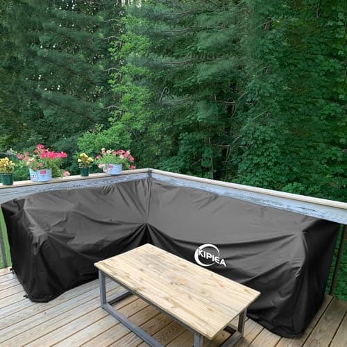 Kipiea Patio V-Shaped Sectional Sofa Cover, 420D Heavy-Duty Oxford Fabric Outdoor Sectional Cover with 6 Windproof Buckles, No Tears Anti UV No Fading (Right Facing, 85" x 85" L x 33.5" D x 31" H) — view 7