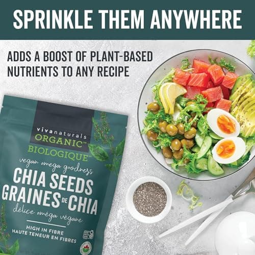 Viva Naturals Organic Chia Seeds, 2 lb – Plant-Based Omega-3s & 6s and Vegan Protein, Non-GMO, Black Chia Seeds Organic, Graine de Chia – Perfect for Smoothies, Salads, and Chia Seed Pudding — view 5