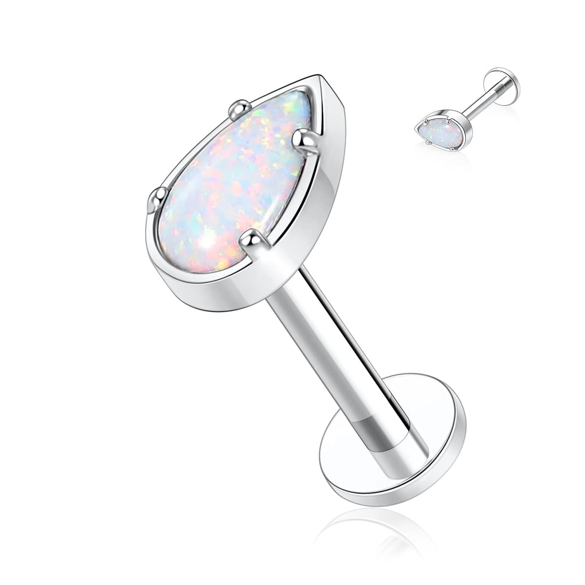 hengkaixuan 16G Titanium Labret Studs - Internally Threaded Flatback - Unisex - Silver - Piercing Jewellery — view 15