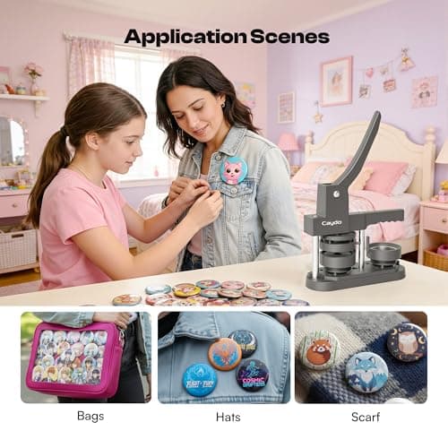 Caydo 2.25in(58mm) Button Maker Machine, Pin Maker Machine for Anime Fans DIY Badge Making Press Kit, Create Fan Pins for Conventions, Anime Meetups & Band Parties, Gifts for Young Adults — view 5