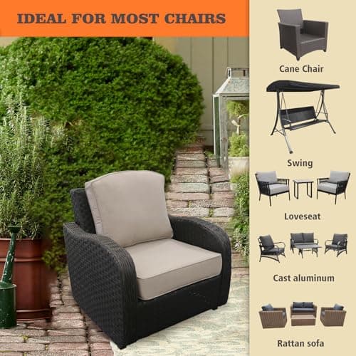 Goodgoods 24x24 inch Outdoor/Indoor Deep Seat Patio Cushions Set of 2 Resilient Foam Filling Water Repellent Stain-Resistant UV Resistant Weather Resistant Deep Seat Bottom Putty — view 3