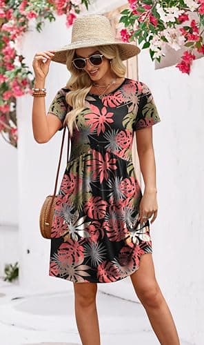 Summer Dresses for Women Summer Outfits Vacation Outfits Resort Wear Beach Hawaiian Dresses for Women Leaf M