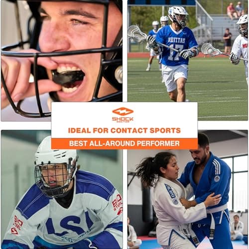 Shock Doctor Gel Max Mouth Guard, Sports Mouthguard for Football, Lacrosse, Hockey, Basketball, Flavored Mouth Guard, Youth & AdultBLUE/Black, Adult, Non-Flavored — view 6