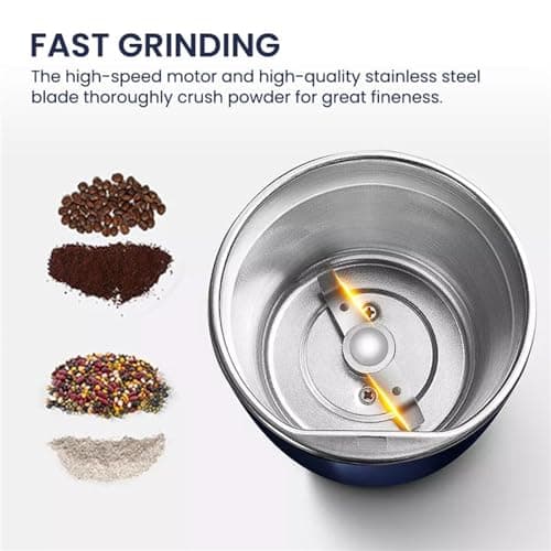 Coffee Grinder for Kitchen, 200W Powerful Electric Spice Herb Grinder Dry Comes with Removable Stainless Steel Blades, Large Capacity Suitable for Grinding Spices, Herbs, Coffee Beans, Grains, Nuts — view 3