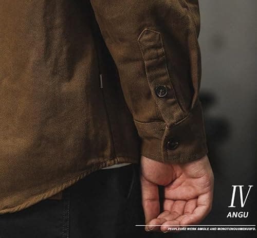Men’s Utility Shirt Jacket, Heavyweight Canvas Long-Sleeve Button-Front Workwear Top with Chest Pockets, A-black, X-Large — view 6
