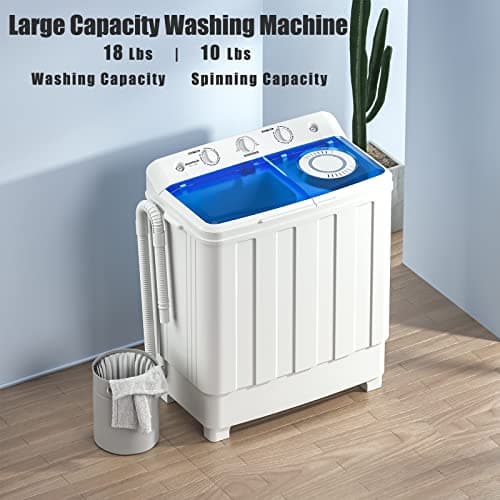 Auertech Portable Washing Machine, 28lbs Twin Tub Washer Mini Compact Laundry Machine with Drain Pump, Semi-automatic 18lbs Washer 10lbs Spinner Combo for Dorms, Apartments, RVs — view 4