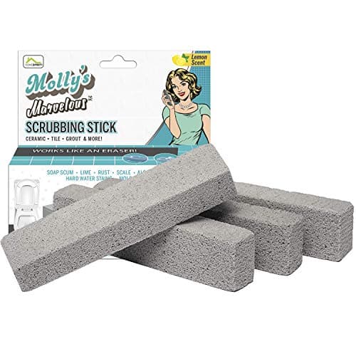 Molly's Marvelous Scrubbing Sticks – 4-Pack Pumice Stones for Hard Water Stains, Tile, Bathroom & Kitchen Cleaning, Household Cleaning Tool