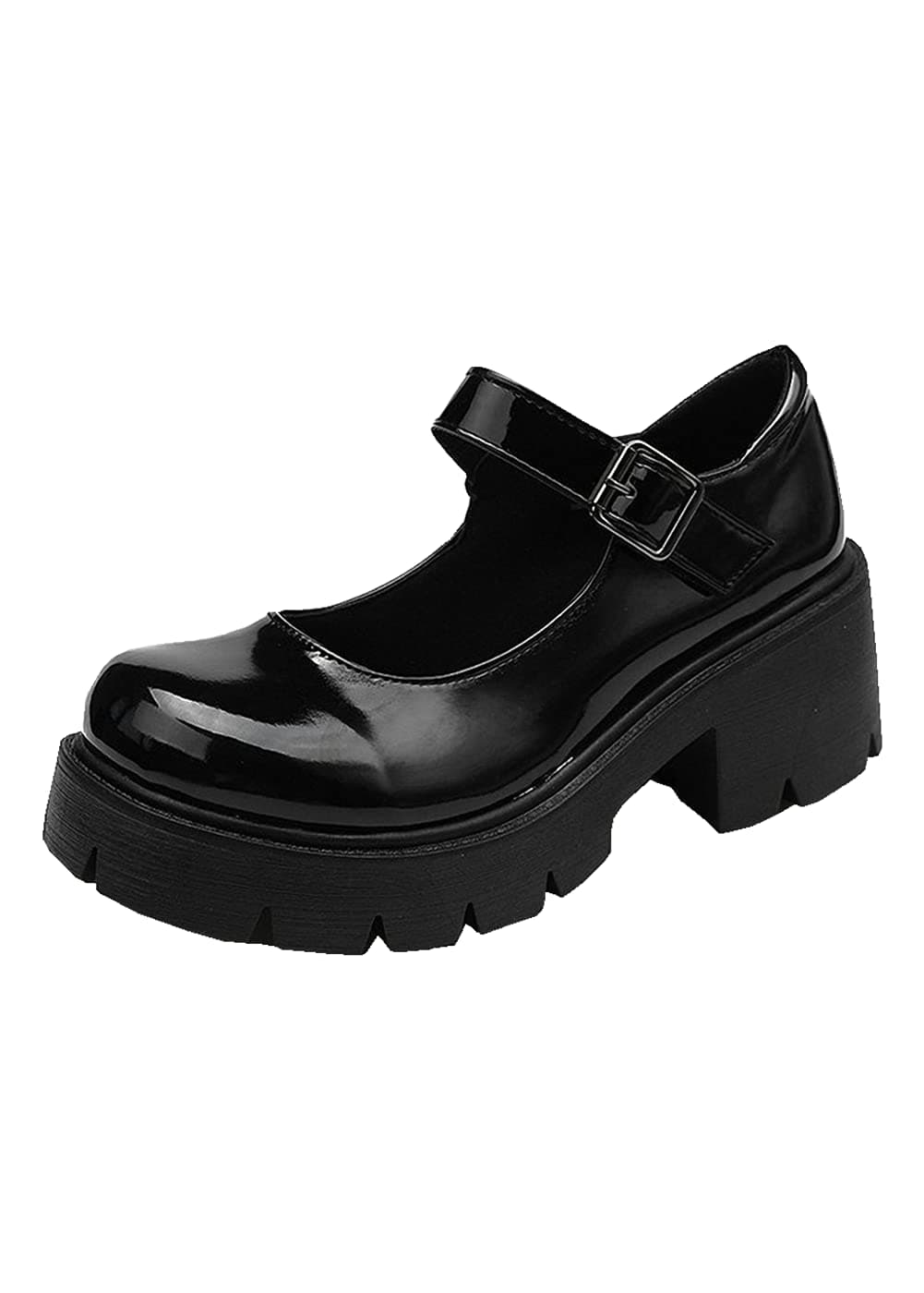 Womens Platform Mary Janes Shoes Sweet Toe Ankle Lolita Gothic Pumps Chunky Patent Leather