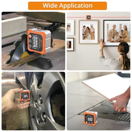 Neoteck 4-Side Magnetic Digital Angle Finder with Laser (Class 2,<1mW Output) 4x90°Angle Finder Tool Rechargeable Digital Angle Gauge with Backlight Screen Laser Level for Construction Decorations — view 5