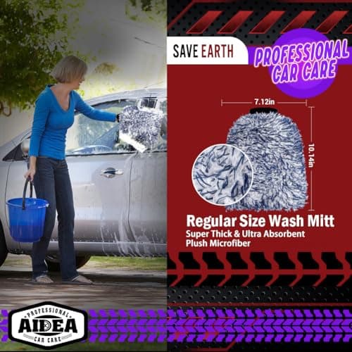 AIDEA Car Wash Mitt Microfiber, 1PK Wheel Cleaner Mitts, 7.12''X10.14''
