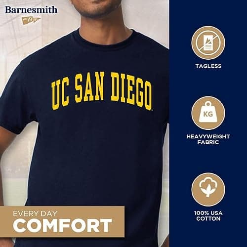 Barnesmith University of California - San Diego UCSD King Tritons Short Sleeve Adult Unisex T-Shirt, Classic, Navy, X-Large — view 2