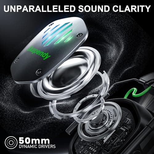 SKAPENDY Wireless Gaming Headset for PS5 Gamers, 2.4GHz ≤20ms Low Latency & Bluetooth, 50mm Driver for 3D Surround Sound, ENC Mic - 50H Battery, Compatible with PC PS5 PS4 Switch Mobile — view 3