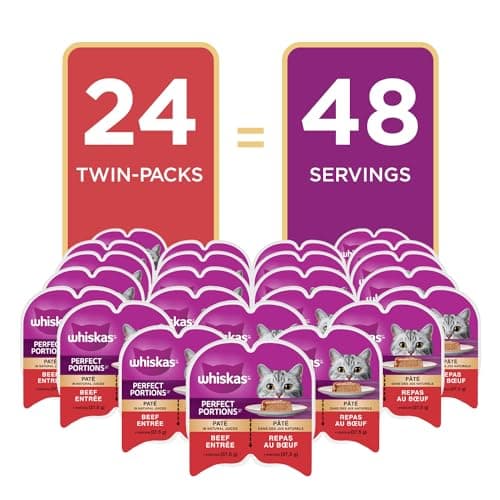 WHISKAS Perfect Portions Wet Cat Food Paté - Beef - 75g (24 Pack)