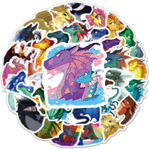 60PCS Wings of Fire Dragon Stickers Pack Manga Character Sticker for Water Bottle Laptop Skateboard Journal, Waterproof Vinyl Cool Decals for Teens Adults Party Supplies — view 4