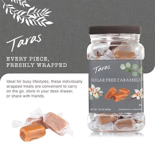 Taras Gourmet Sugar Free Caramels | All Natural Candy | Creamy & Individually Wrapped with Real Butter (20 oz) — view 4