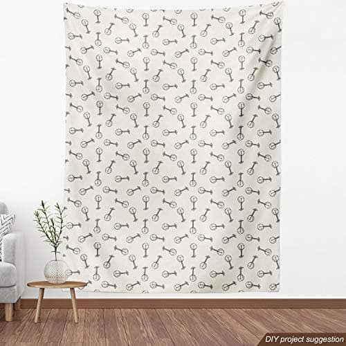 Lunarable Country Fabric by The Yard, Pencil Hand-Drawn Vintage Banjo Traditional Folk Music Illustration, Decorative Fabric for Upholstery and Home Accents, 1 Yard, Eggshell Black — view 3