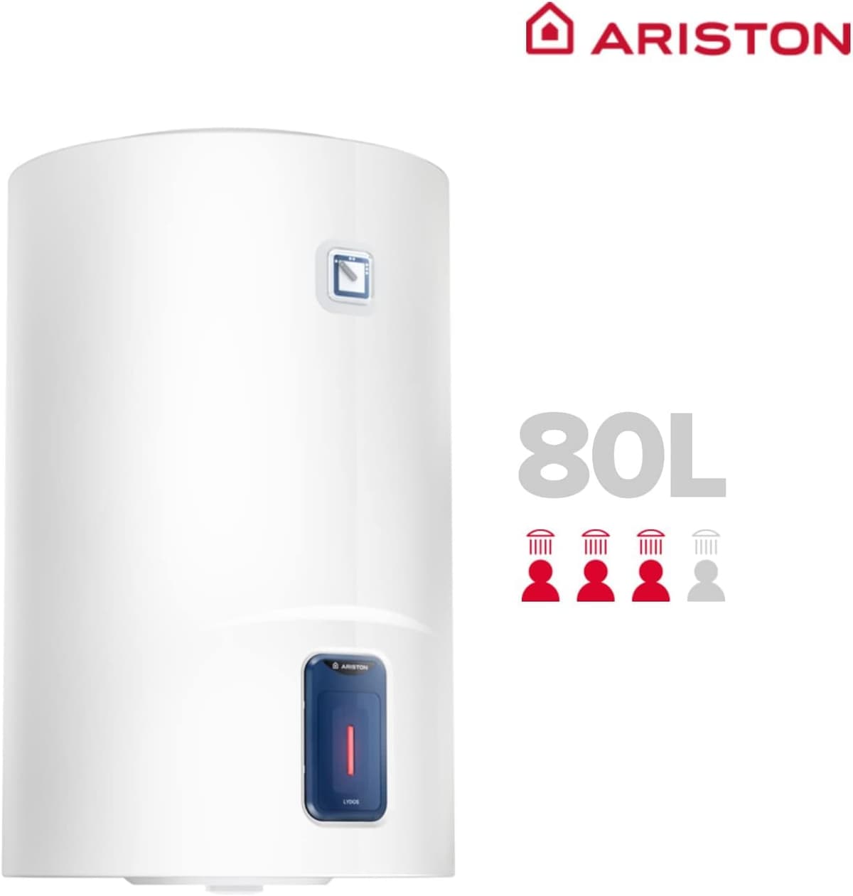 Ariston Lydos R - Termo Electrico 80 Litros, Calentador de Agua Eléctrico Vertical con Regulación Externa y Titanio en el Depósito 48x45x56, Calentadores Instalación en España Eficiencia C Rango(A+/F) — view 2