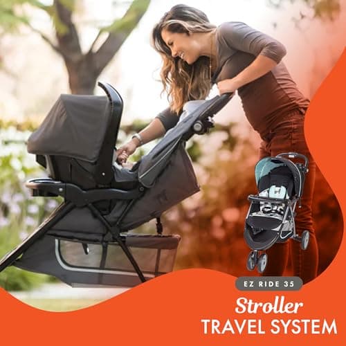 Baby Trend EZ Ride 35 Travel System, Stroller and Infant Car Seat Combo, Doodle Dots - Lightweight and Foldable Compact Design with One Hand Fold and Adjustable Handle — view 5