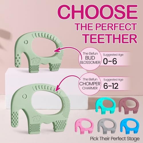 Teething Toy for Babies Age 0 to 6 Months - Baby Elefun 5x Pain Relief Smart Teether - Zero Developmental Delay Silicone Baby Teething Toy Ring - Cute Infant Shower Gift Chew Toys for Babies — view 8
