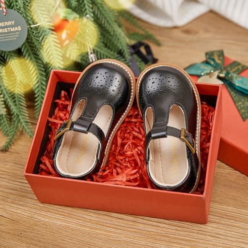 Kiderence Toddler Little Girls Mary Jane Dress Shoes School Oxford for Girls Black Flats Size 6M — view 4