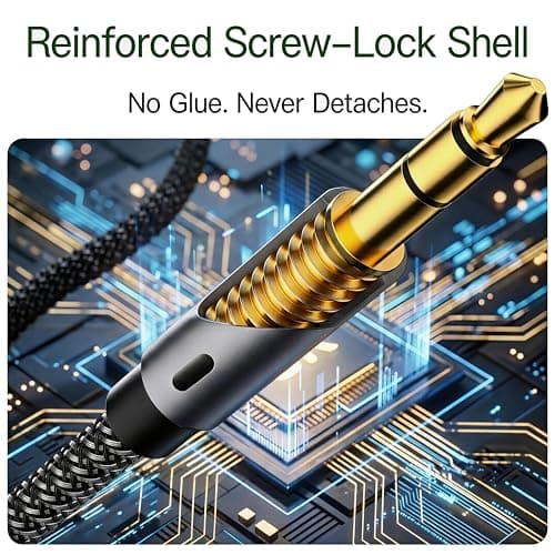 Ruaeoda Aux Cord for Car 6 ft,3.5mm Audio Cable Male to Male Stereo Hi-Fi Sound Nylon Braided aux to aux 1/8 Cable for Headphones Car Home Stereos Speakers Tablets — view 3