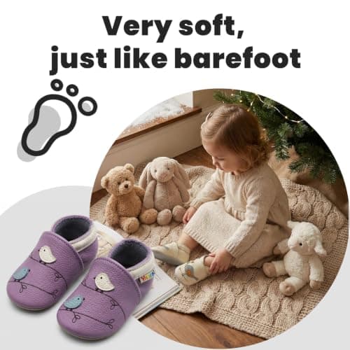 YALION Baby Moccasins Leather Toddler Shoes Soft Sole Leather Baby Shoes for Boys Girls(6-12 Months, Purple Bird) — view 4