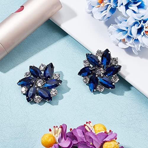 FINGERINSPIRE 2PCS Crystal Shoe Clips 1.3x1.2 inch Blue Rhinestones Shoe Buckles Charms Exquisite Flower Shape Shoes Jewelry Decoration with Box for Women Bridal Pumps Flats Clutch Dress Hat Shoe — view 5