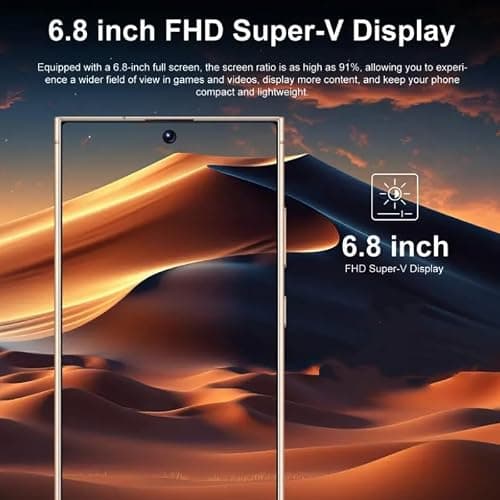 FOXIONO Ultra Unlocked Cell Phone,Built in Pen The S22ULTRA Phone,Smartphone Battery 4000mAh 6.8" HD Screen,Android 12.0 4+64GB Dual SIM/Photos (Black-1) — view 2