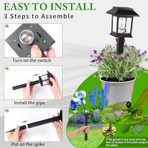 Greluna Solar Lights Outdoor,12 Pack 3000K Waterproof Auto On/Off Solar Pathway Lights for Your Garden, Landscape, Path, Yard, Patio, Driveway,Walkway Decor — view 4
