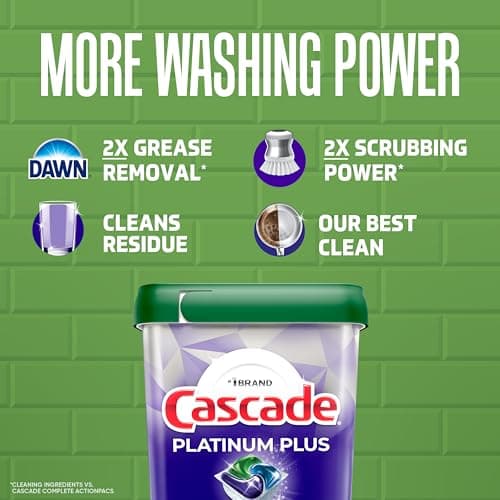 Cascade Platinum Plus Dishwasher Pods, Dish Detergent Soap, Clean Scent, 62 Count — view 2
