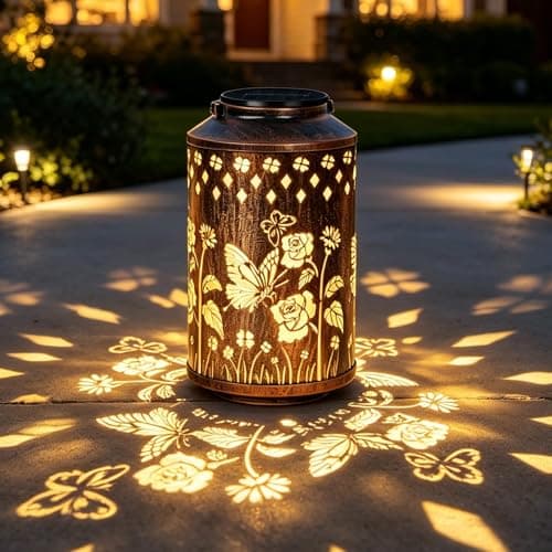OUTONLIFE Butterfly Outdoor Solar Lanterns, Waterproof Metal Hanging Solar Lights for Outside Yard, Garden, Patio, Lawn, Pathway Decorations, Mother Day Brithday Gifts for Mom Grandma Women