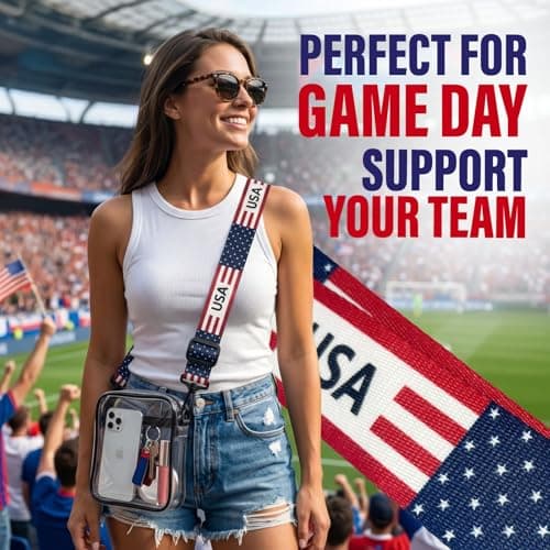 Crossbody Purse Strap Replacement for Clear Bag for Stadium Events – Adjustable 1.5” Wide Woven Strap for Stadium Bags, Tote & Handbags – Game Day, Soccer, Concerts & 250 Anniversary - (USA Design)