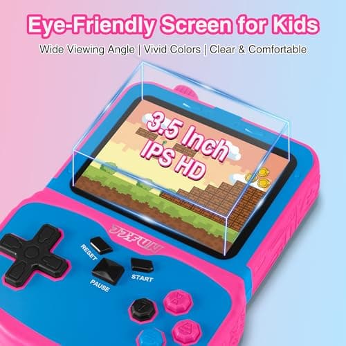 Handheld Game Console for Girls, 220 Retro Games Built-in, 3.5'' HD IPS Screen, Rechargeable Mini Portable Video Game Player for Travel & Car Trips, Gift for Kids (Rose Red) — view 2