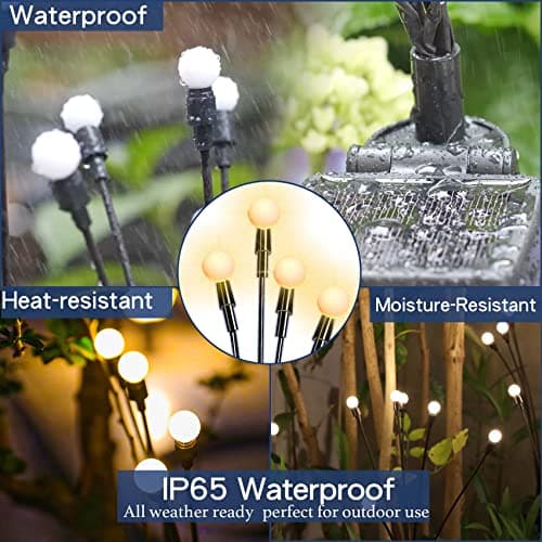 TONULAX Solar Garden Lights - Upgraded Solar Swaying Light, Sway by Wind, Outdoor Lights, Yard Patio Pathway Decoration, High Flexibility Iron Wire & Heavy Bulb Base, Warm White(2 Pack) — view 4