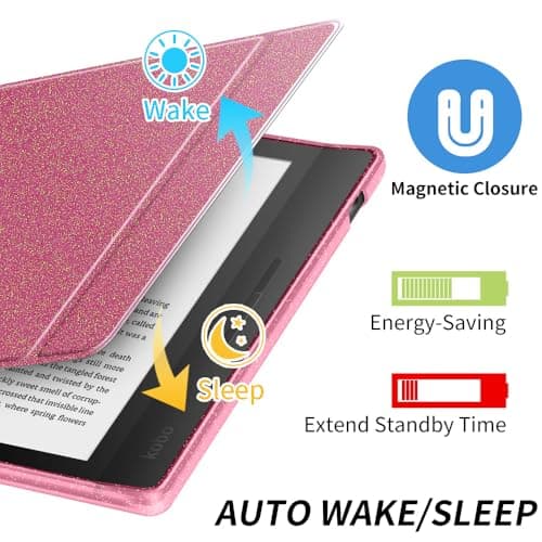 Clear Case for 7" Kobo Libra Colour 2024 & 7" Kobo Libra 2 2021 – Crystal Clear Soft TPU Flexible Cover, Anti-Yellowing & Slim Protective Shell, Raspberry — view 2