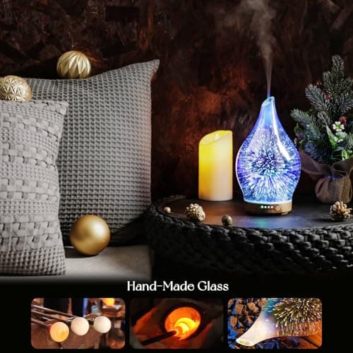 Porsme Essential Oil Diffuser 3D Glass Aromatherapy Ultrasonic Humidifier Auto Shut-Off Timer Setting BPA Free for Home Hotel Yoga Leisure SPA Gift 150ml Last 6 Hours — view 4